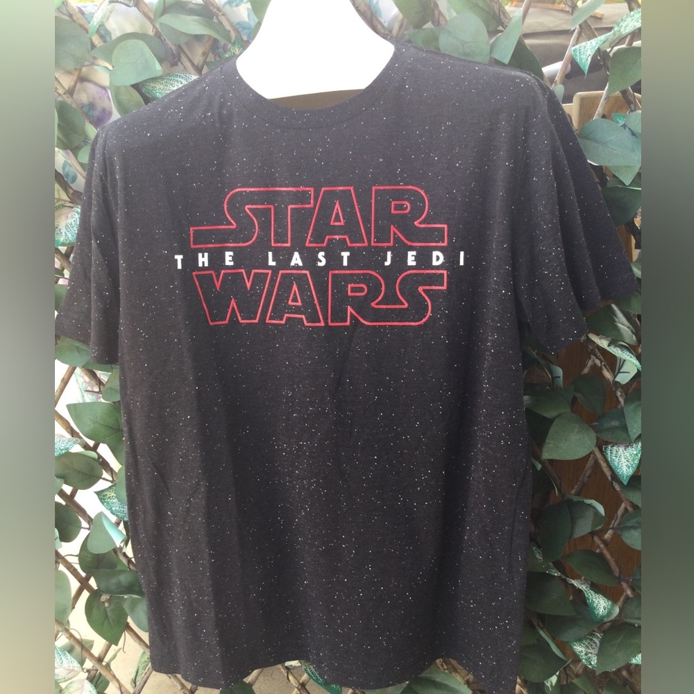 Star Wars The Last Jedi Black White Speckled Short Sleeve T-Shirt Size L